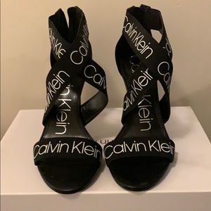 Calvin Klein logo 4inch covered stiletto heels